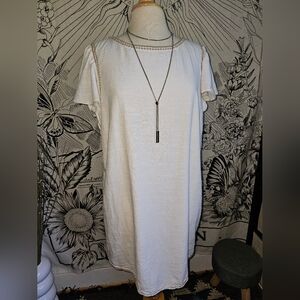 Gap White Milk Shift Dress Flutter Sleeves with Pockets size Large